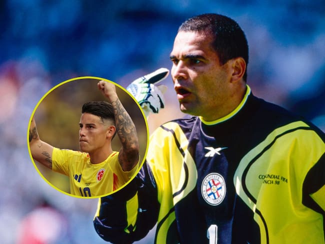 José Luis Chilavert y James Rodríguez. Foto: (Photo by Simon Bruty/Anychance/Getty Images) / (Photo by Omar Vega/Getty Images)