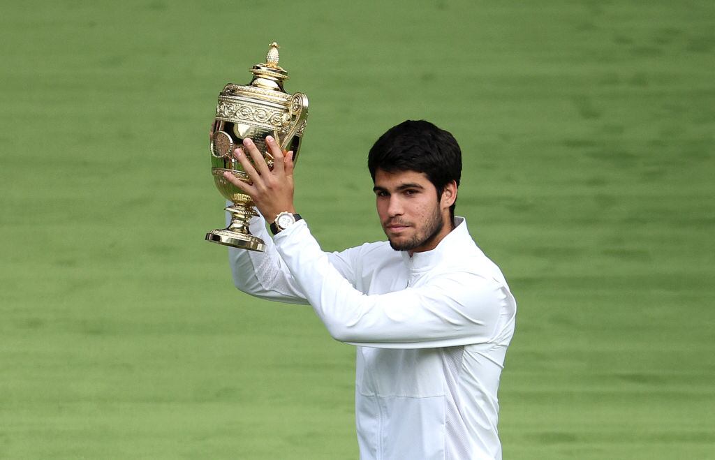Carlos Alcaraz, campeón en Wimbledon. (Photo by Patrick Smith/Getty Images)