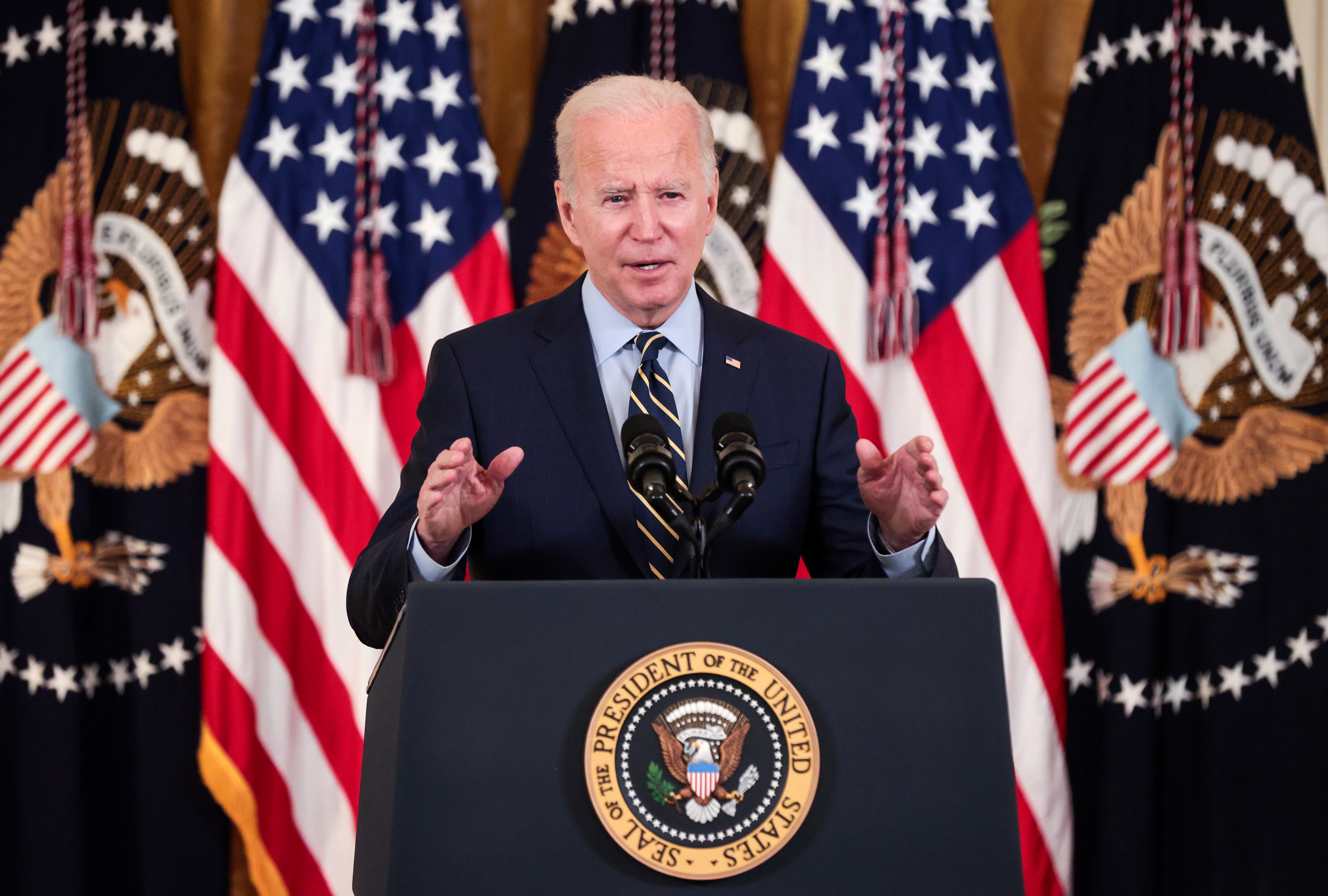WASHINGTON, DC - DECEMBER 06: U.S. President Joe Biden delivers remarks about the Build Back Better legislation's new rules around prescription drug prices in the East Room of the White House on December 06, 2021 in Washington, DC. (Photo by Chip Somodevilla/Getty Images)
