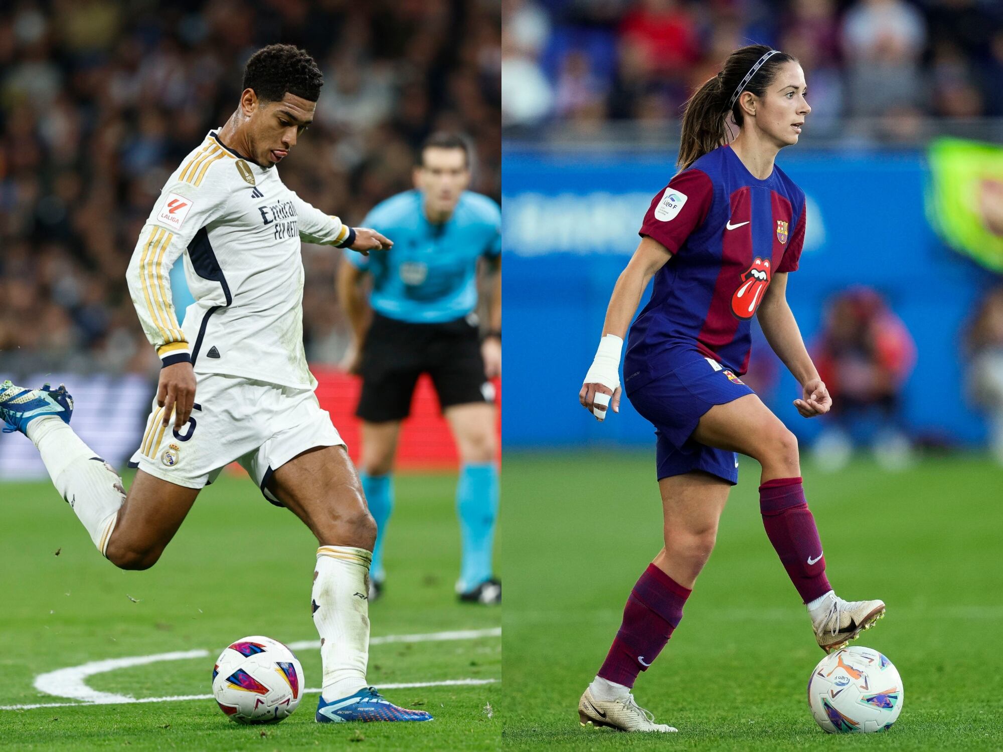 Bellingham, premiado con el ‘Golden Boy’ y Aitana Bonmatí, ‘Golden Woman’. Fotos: EFE.