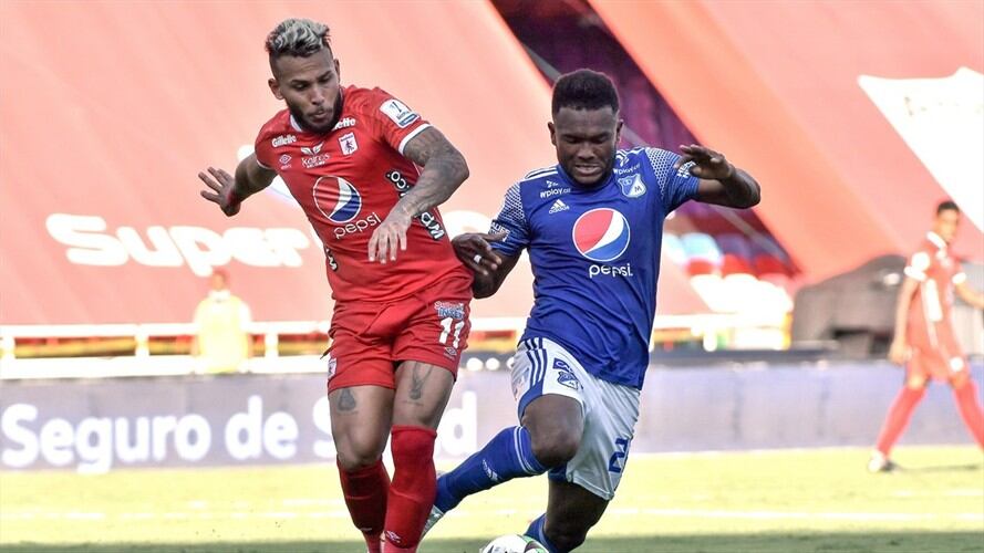 América de Cali y Millonarios en la liga colombiana. Foto: Colprensa - Cortesía Dimayor