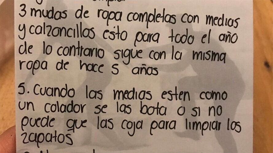 Mujer le dejó instrucciones escritas a su nuera para cuidar a su hijo. Foto: Twitter: @shar_payevans