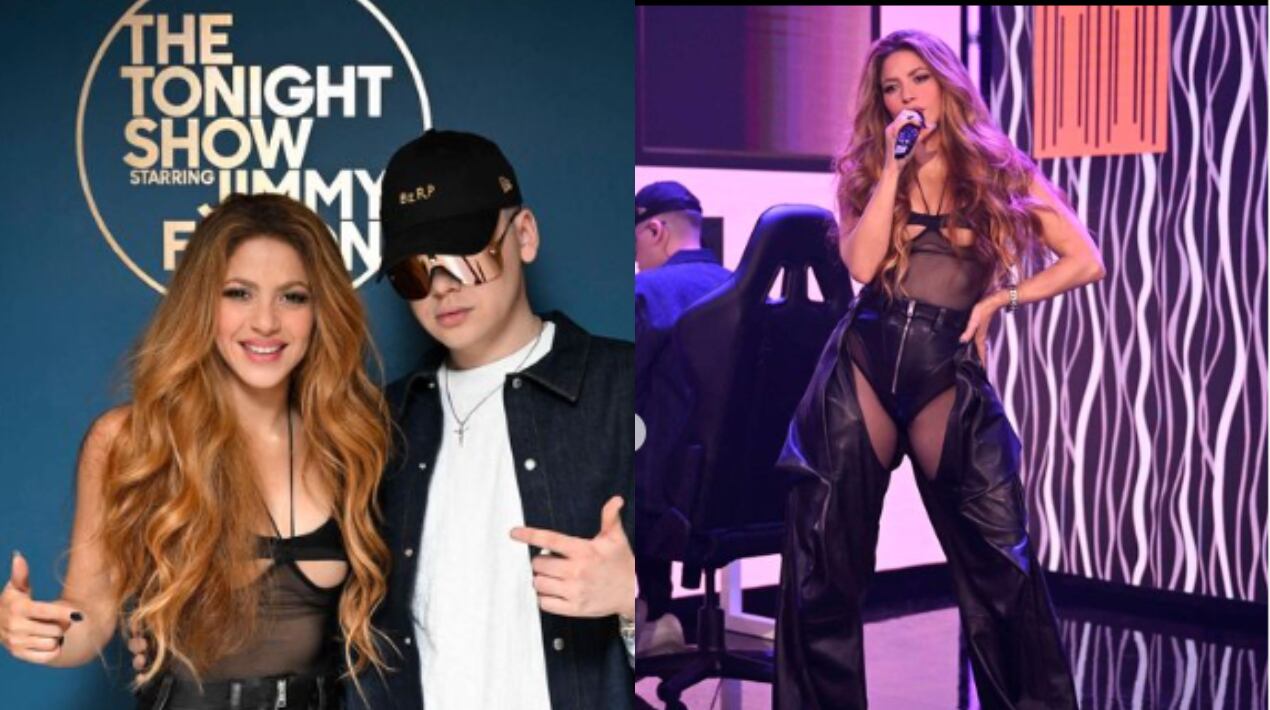 Shakira y Bizarrap en el show de Jimmy Fallon. Foto: Instagram @fallontonightbts.