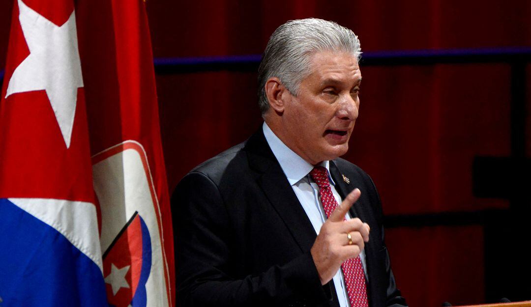 El presidente de Cuba, Miguel Díaz Canel, durante el Congreso del Partido Comunista cubano