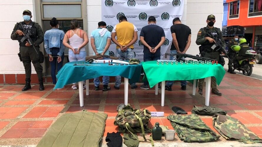 Capturados en Samaná y Marquetalia, Caldas. Foto: Enviada desde la Fiscalía Seccional Caldas