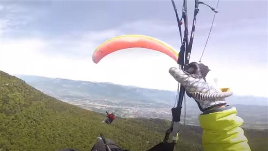 Milagro en el cielo: dos parapentistas chocan y los árboles amortiguan la caída. Foto: captura de pantalla