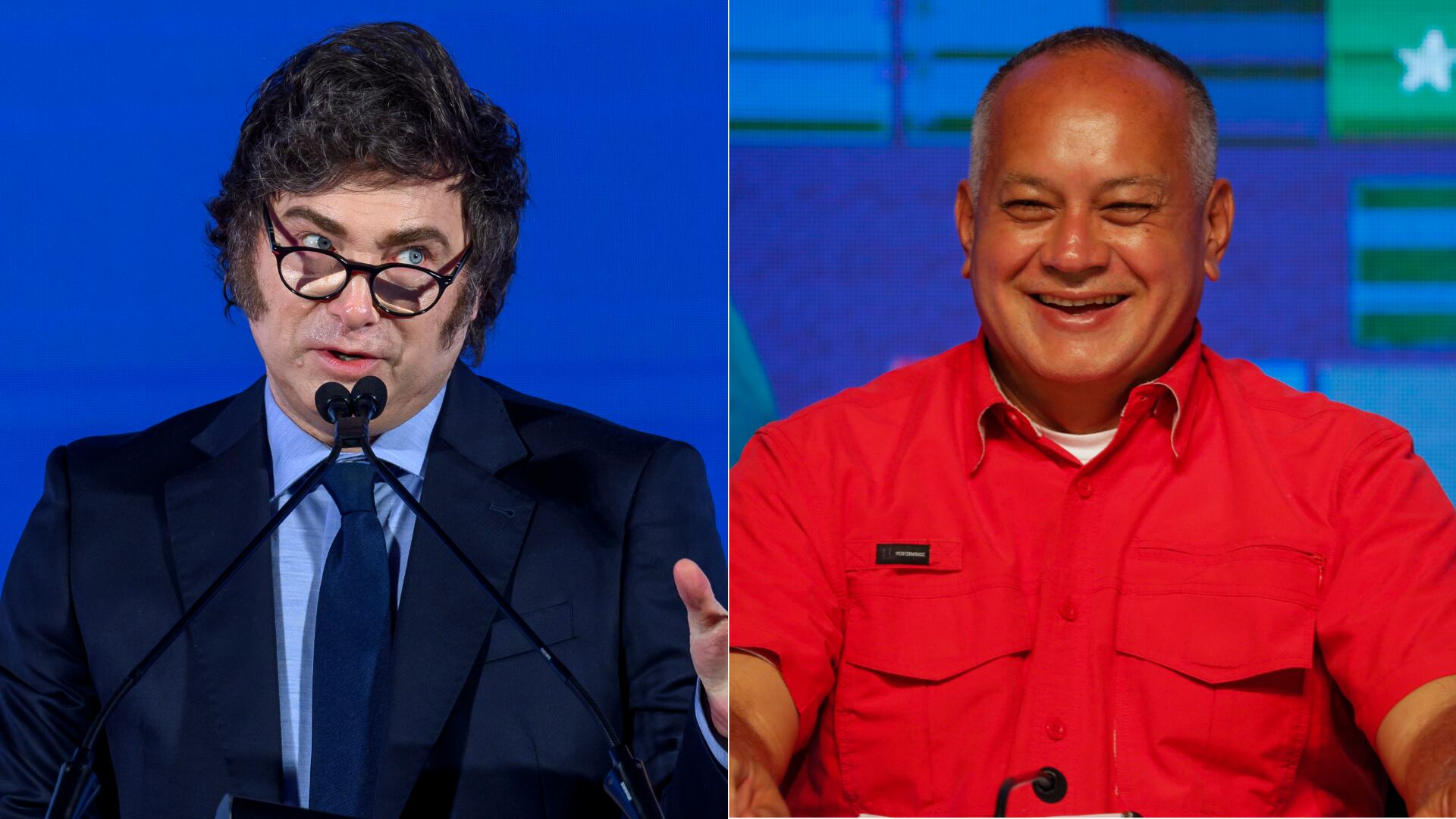 Javier Milei. FOTO: Antonio Masiello/Getty Images - Diosdado Cabello. FOTO: Leonardo Fernández Viloria/Getty Images