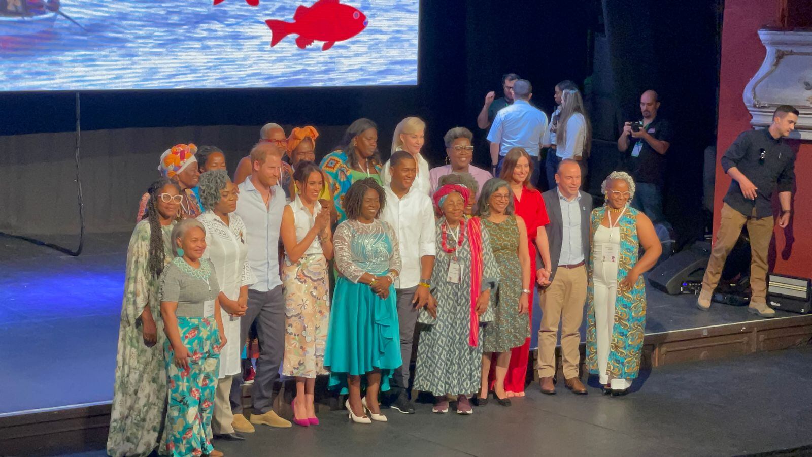 Visita del príncipe Harry y Meghan a Cali. Foto: W Radio.