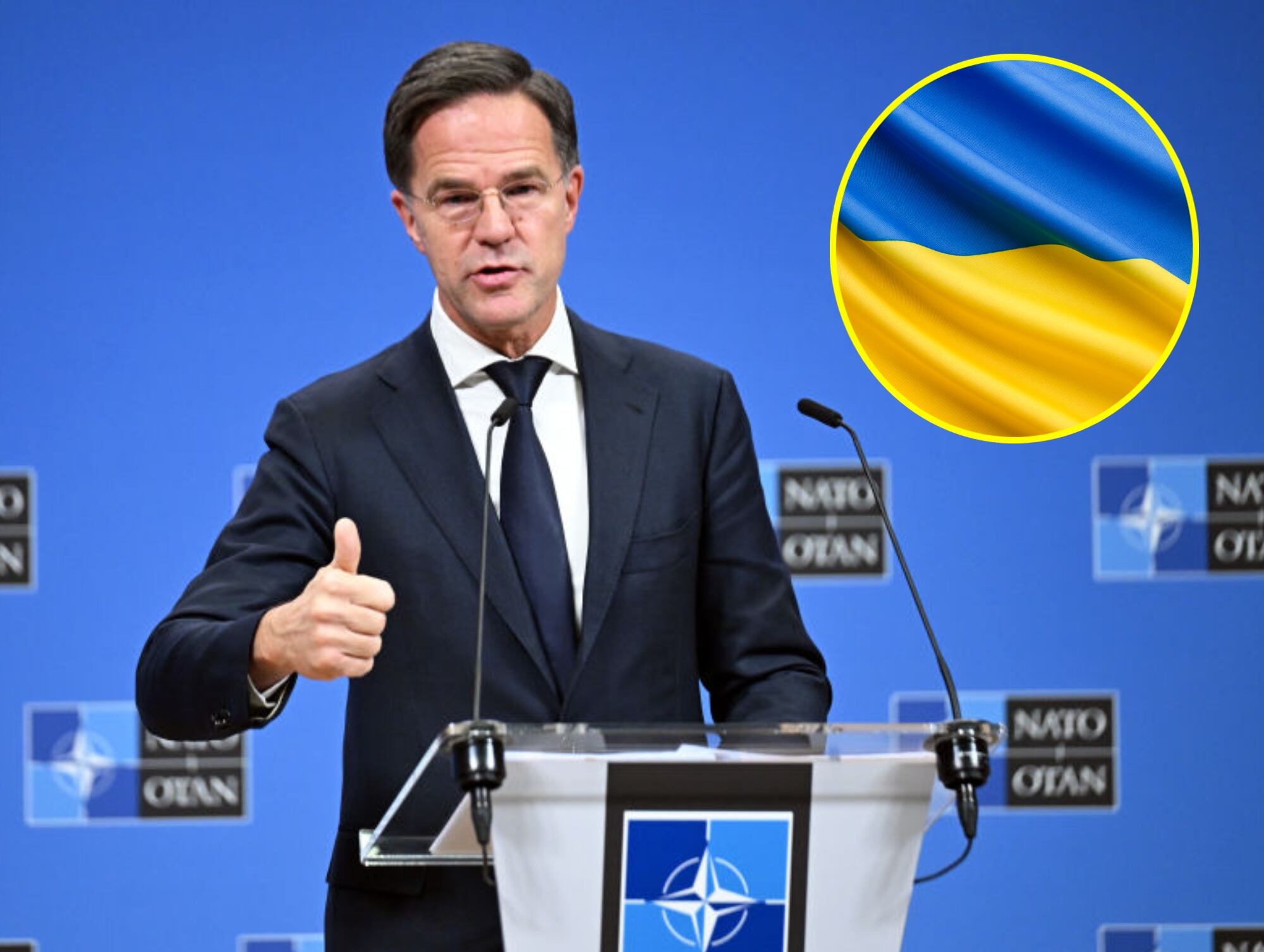 Mark Rutte. I Foto: Dursun Aydemir/Anadolu via Getty Images. Bandera de Ucrania. I Foto: Getty Images.