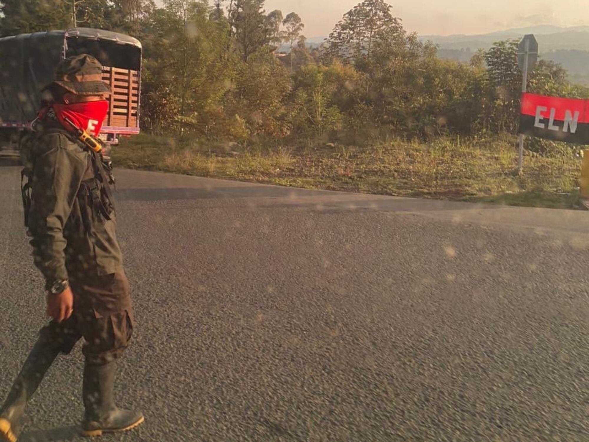 Montaje de retén del ELN en Cauca. Foto: Suministrada