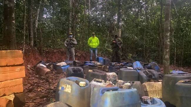 Laboratorios de coca destruidos. Créditos: Colprensa