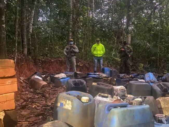 Laboratorios de coca destruidos. Créditos: Colprensa