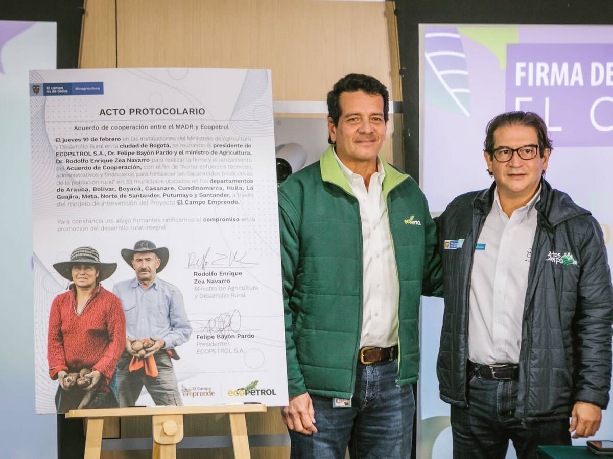 MinAgricultura y Ecopetrol firman acuerdo para apoyar más de 3.700 familias rurales del país