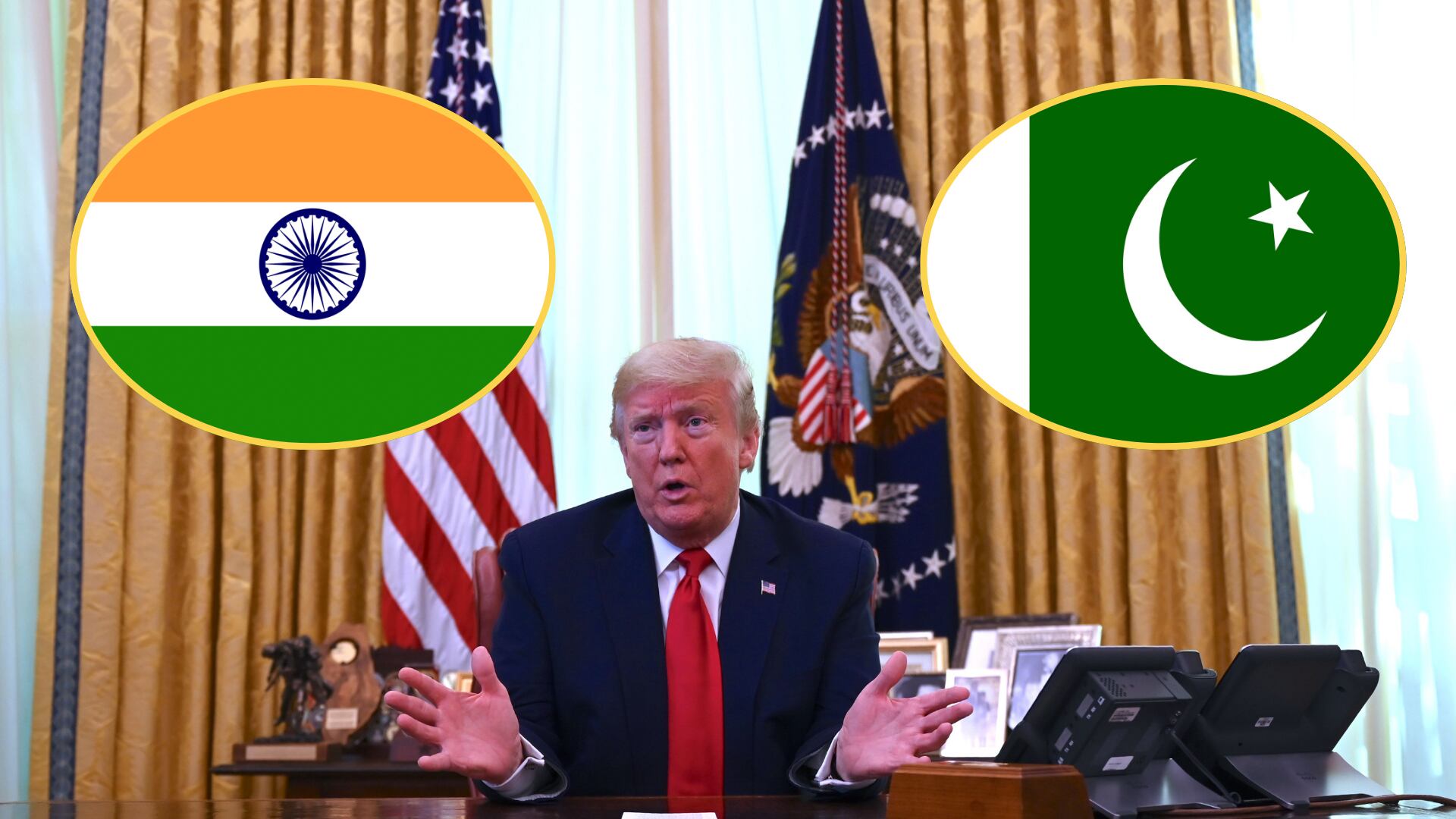 Donald Trump. Foto:JIM WATSON/AFP via Getty Images - Banderas: Getty Images.