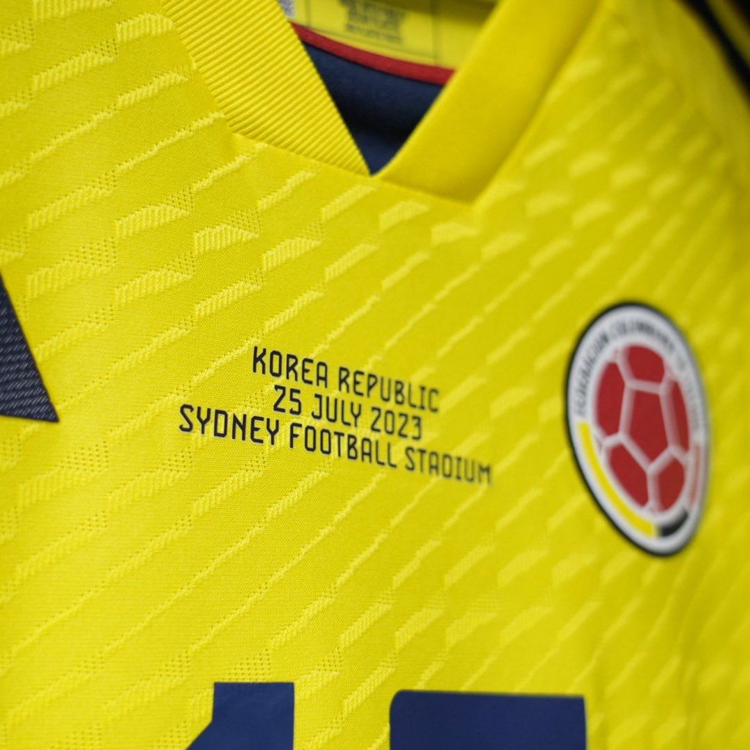 Camiseta que la Selección Colombia femenina usará en el partido ante Corea del Sur este 24 de julio de 2023. Foto: Twitter Selección Colombia.