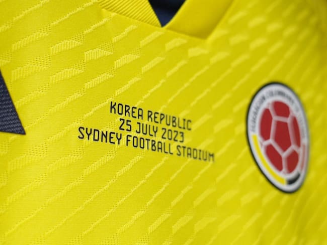 Camiseta que la Selección Colombia femenina usará en el partido ante Corea del Sur este 24 de julio de 2023. Foto: Twitter Selección Colombia.
