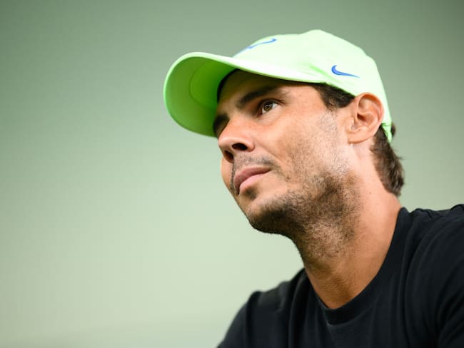 WASHINGTON, DC - AUGUST 1: Rafael Nadal (ESP) speaks with press on Media Day ahead of the 2021 Citi Open at Rock Creek Park Tennis Center on August 1, 2021 in Washington, DC. (Photo by Mike Lawrence/ISI Photos/Getty Images)