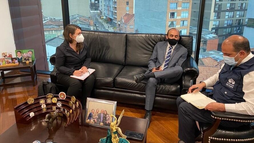 Representante de ONU y defensor Camargo analizaron garantías a manifestantes. Foto: Cortesía: ONU Derechos Humanos