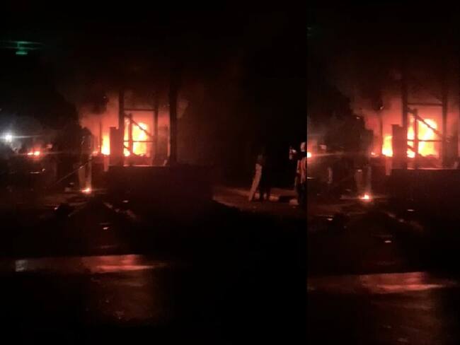 Queman peaje en Tarazá, Antioquia. Foto: Captura de pantalla video Ejército