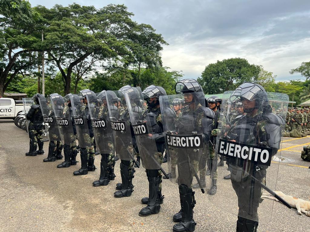 Fuerte dispositivo de seguridad en Córdoba. Foto: prensa Ejército Nacional.