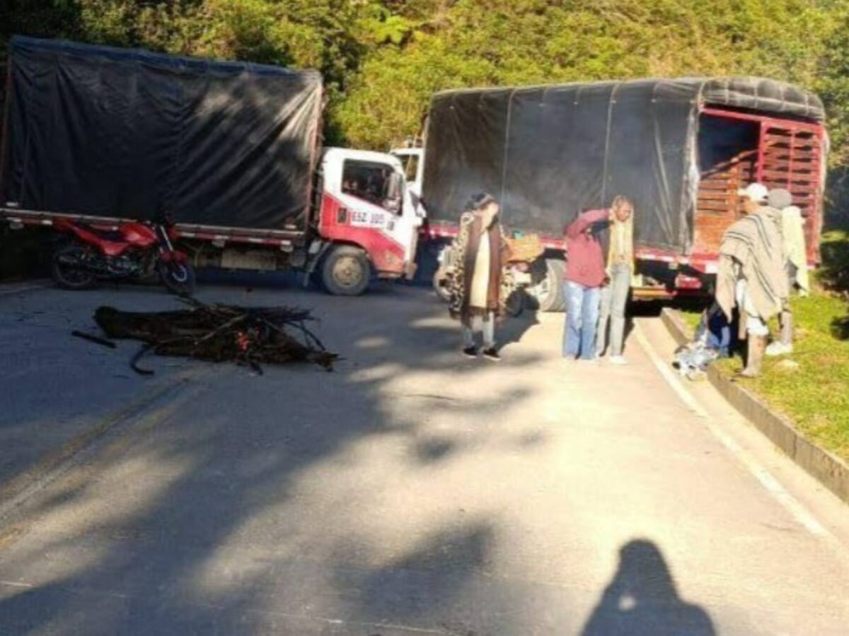 Transportadores bloquean la vía de la transversal El Libertador entre Cauca y Huila