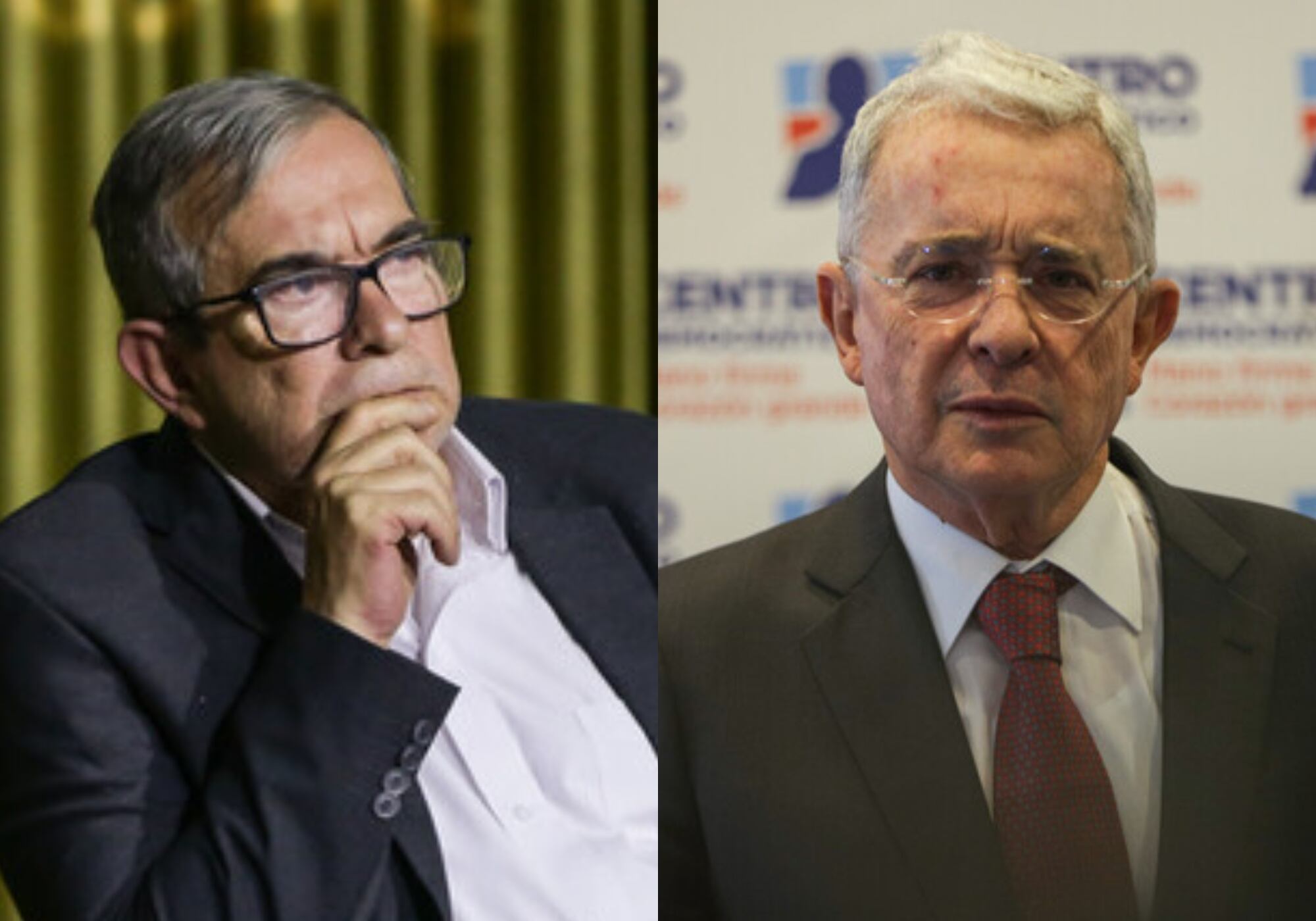 Rodrigo Londoño y Álvaro Uribe. Foto: (Colprensa- John Paz) / (Colprensa - Álvaro Tavera)