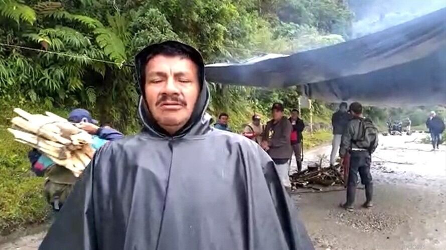 El líder Gerardo Manquillo dijo que denominaron su protesta “Minga de Resistencia Campesina e Indígena del corregimiento de Santa Leticia”. Foto: Cortesía Marcha Patriótica