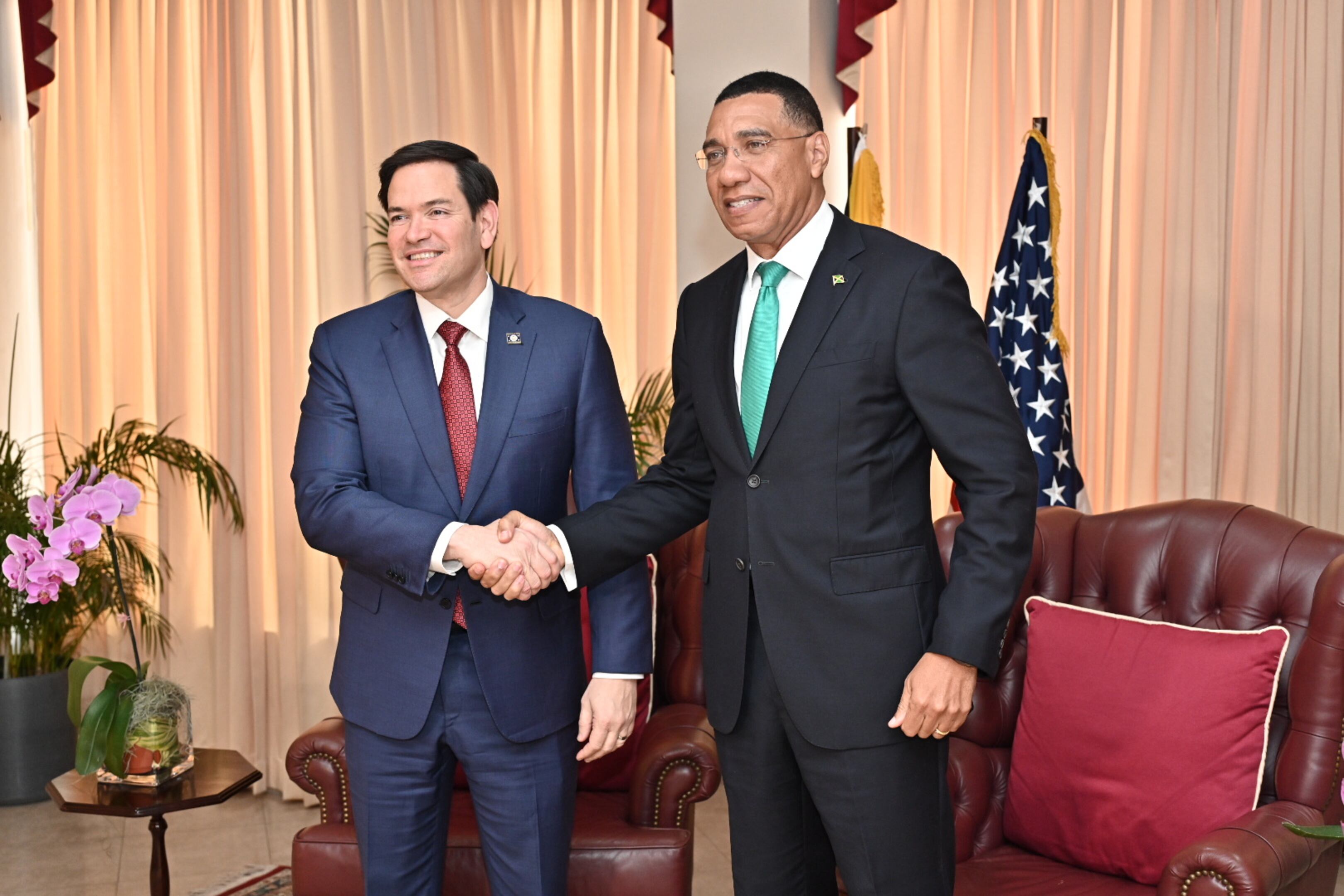Andrew Holness y Marco Rubio. FOTO: EFE/Rudolph Brown