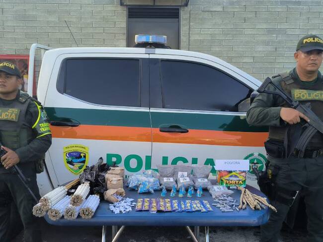 Incautan más de 200 kilos de pólvora en el departamento de Córdoba. Foto: Policía.