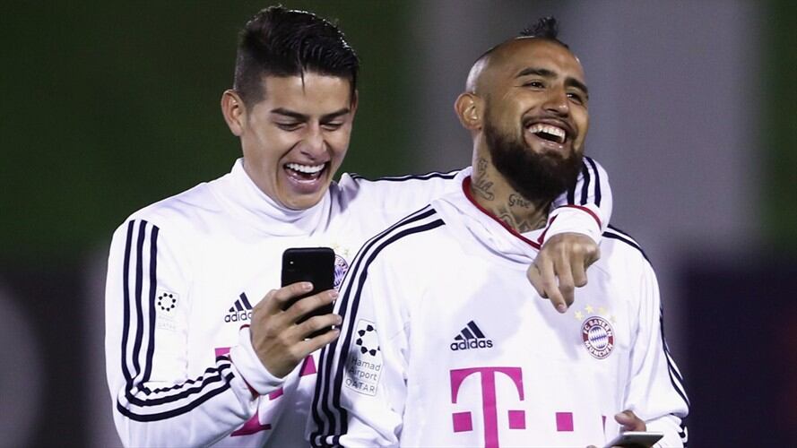 James Rodríguez y Arturo Vidal en el Bayern Múnich. Foto: A. Grimm/FC Bayern via Getty Images