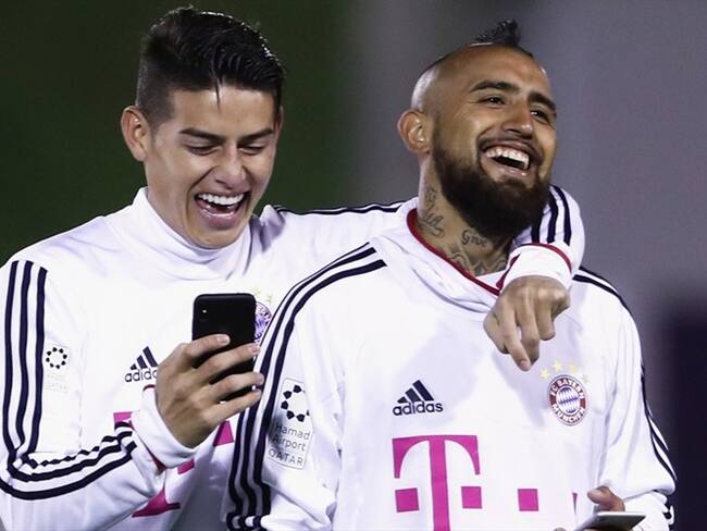 James Rodríguez y Arturo Vidal en el Bayern Múnich. Foto: A. Grimm/FC Bayern via Getty Images