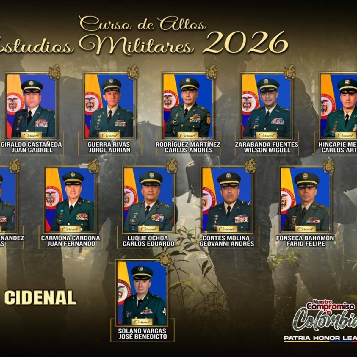 12 oficiales del Ejército fueron seleccionados para adelantar el Curso de Altos Estudios Militares