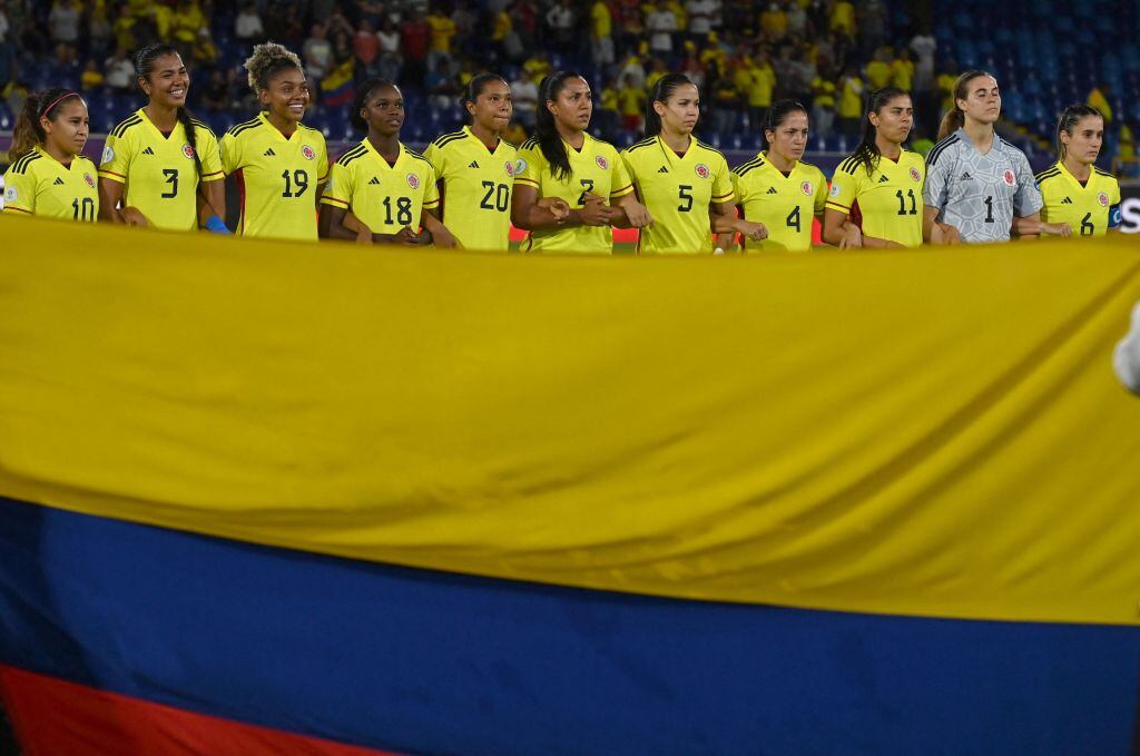 Selección Colombia Femenina por la Copa América. (Photo by Juan BARRETO / AFP) (Photo by JUAN BARRETO/AFP via Getty Images)