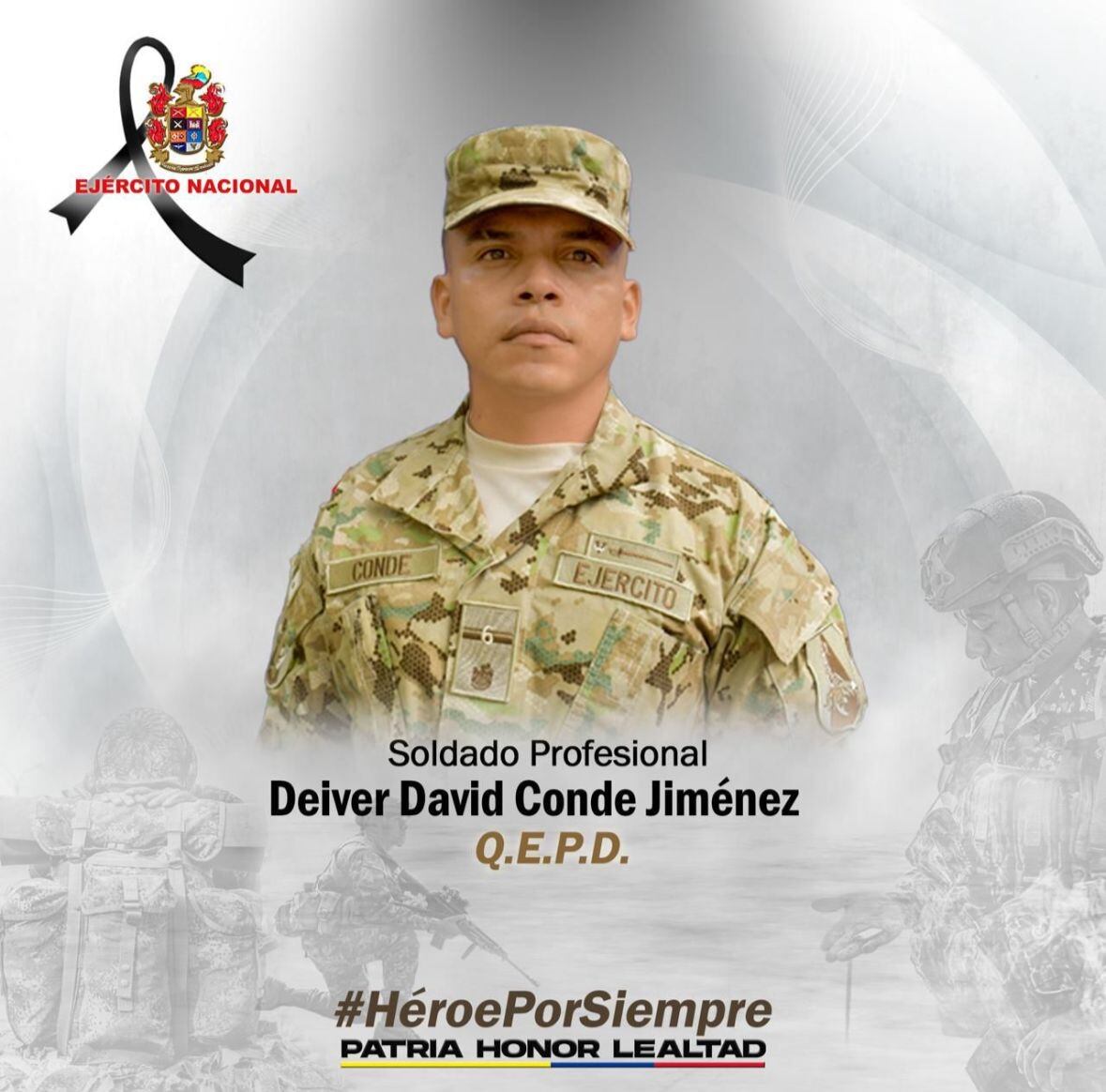 Soldado profesional Deiver Conde Jiménez . Foto: Ejército