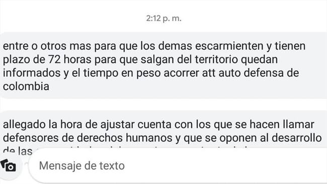 El escrito firmado por Las Águilas Negras amenaza a líderes afro del norte del Cauca. Foto: Cortesía Sucesos Cauca