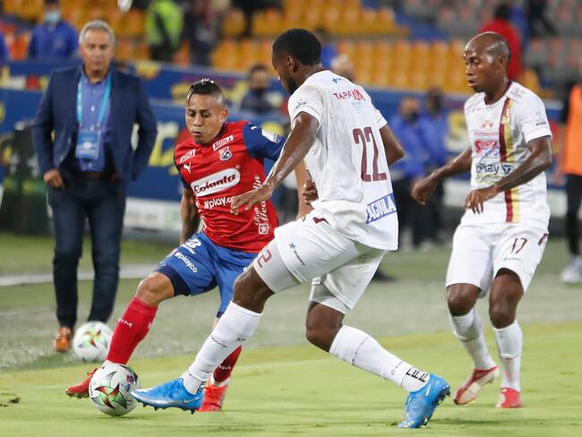 Medellín. Octubre 24 de 2021. Deportivo Independiente Medellín enfrenta a Deportes Tolima en juego válido por fecha 15 de la Liga BetPlay DIMAYOR II 2021 jugado en el estadio Atanasio Girardot de la ciudad de Medellín. (Cortesía Dimayor)