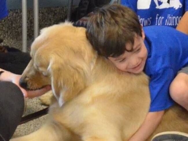 Kainoa le dio un abrazo a Tornado voluntariamente, pese a que no soporta que lo toquen. Foto: FACEBOOK / 4 PAWS FOR ABILITY, tomada de BBC Mundo.