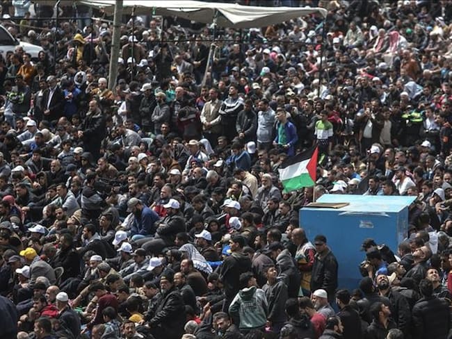 Palestinos empiezan protesta de 45 días en la frontera con Israel. Foto: Agencia Anadolu