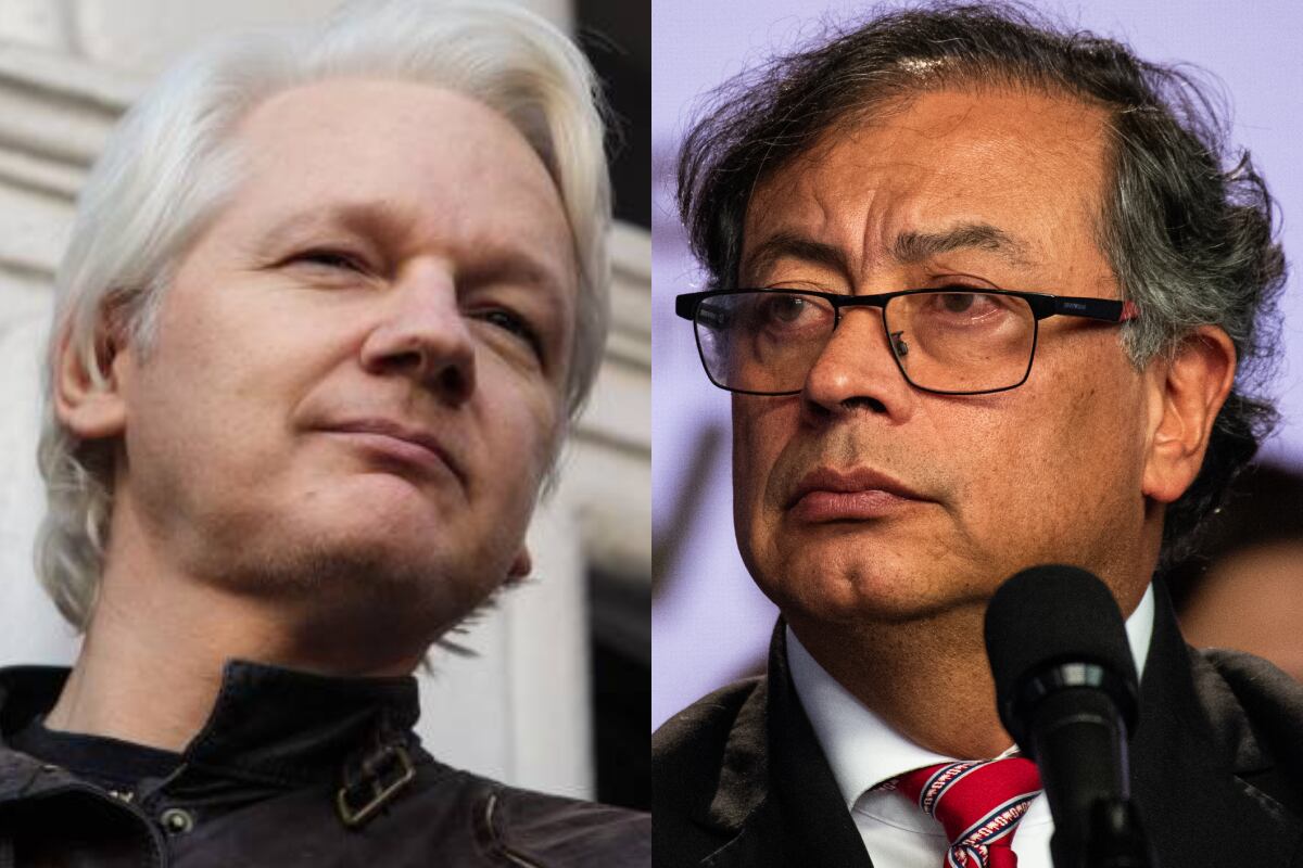 Collage Gustavo Petro y Julian Assange. Fotos: Getty Images.
