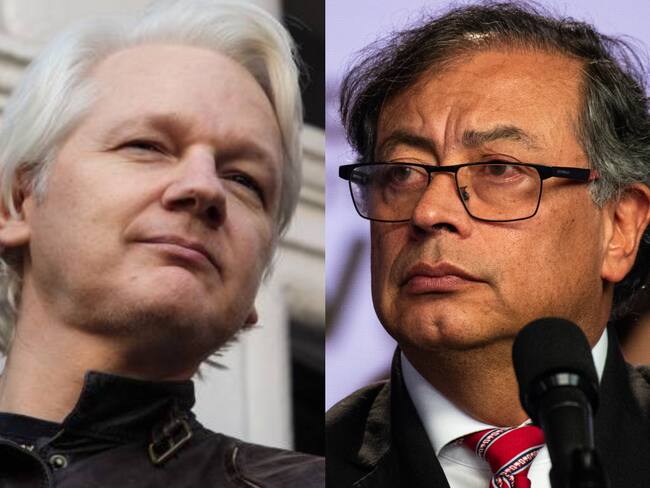 Collage Gustavo Petro y Julian Assange. Fotos: Getty Images.