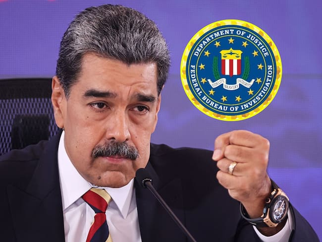 Nicolás Maduro y logo del FBI. Fotos: (Photo by Jesus Vargas/Getty Images) / X @FBI