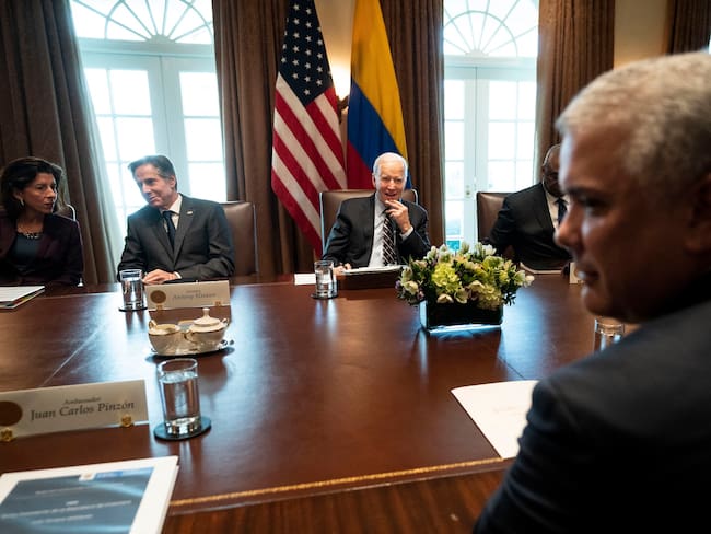 Reunión entre Iván Duque y Joe Biden en la Casa Blanca. Foto: AFP