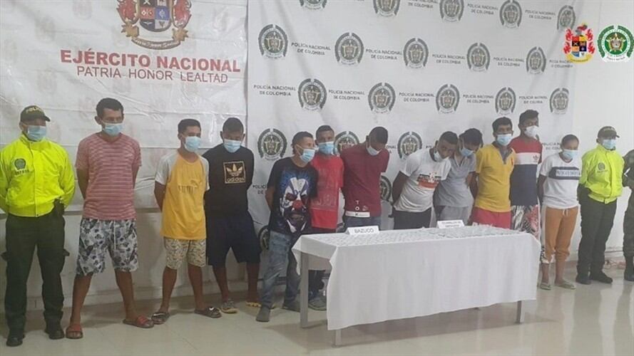 Asegurados 11 presuntos integrantes de un grupo delincuencial en Montería. Foto: Fiscalía.
