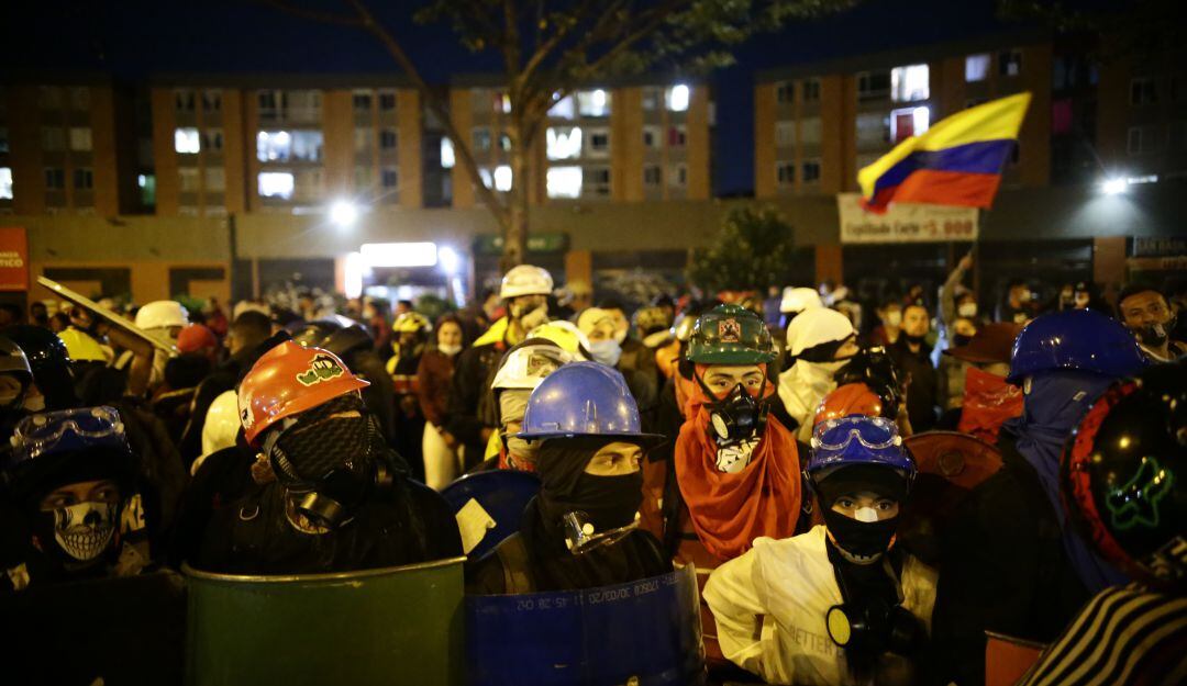 Integrantes de Primera Línea en Bogotá.