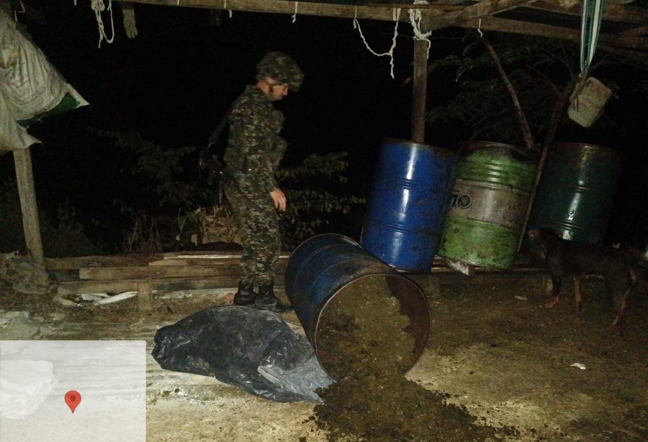 Ejército ubicó un laboratorio para producir pasta base de coca en el Catatumbo. / Foto: Ejército Nacional.