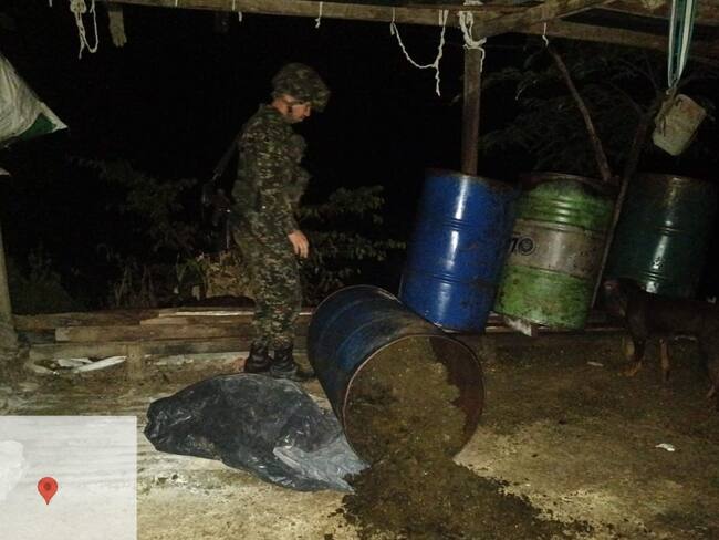Ejército ubicó un laboratorio para producir pasta base de coca en el Catatumbo. / Foto: Ejército Nacional.