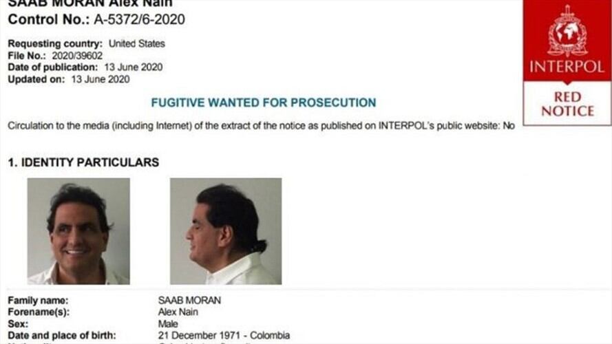 Revelan imágenes de la circular roja de Intepol contra Álex Saab. Foto: Twitter