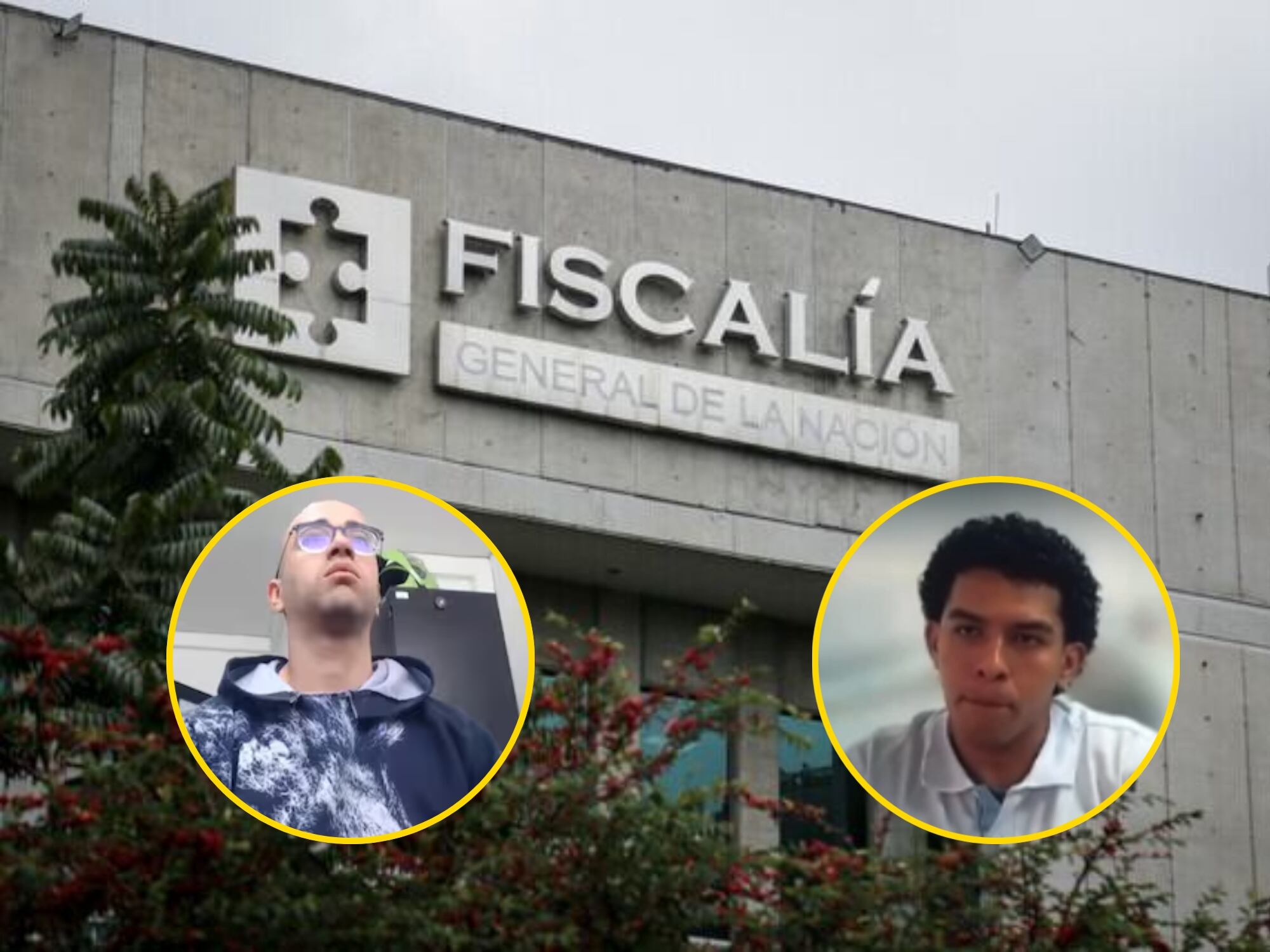Imagen de la fachada de la Fiscalía, junto a fotos de Juan Carlos Suárez y Ricardo Rafael González. Fotos: Colprensa y suministradas.