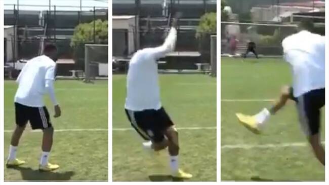 ¡Control magistral y al ángulo! El golazo de Prince Boateng durante entrenamiento. Foto: Twitter