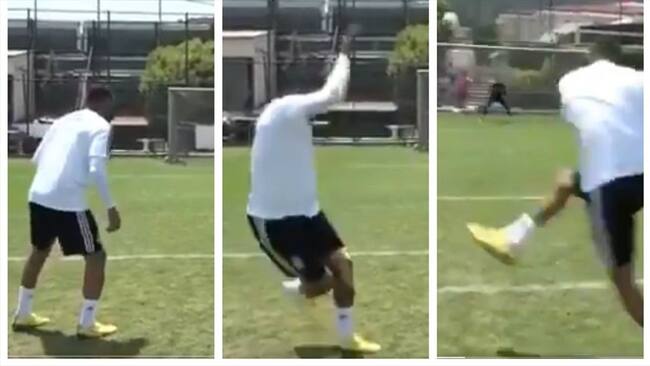 ¡Control magistral y al ángulo! El golazo de Prince Boateng durante entrenamiento. Foto: Twitter